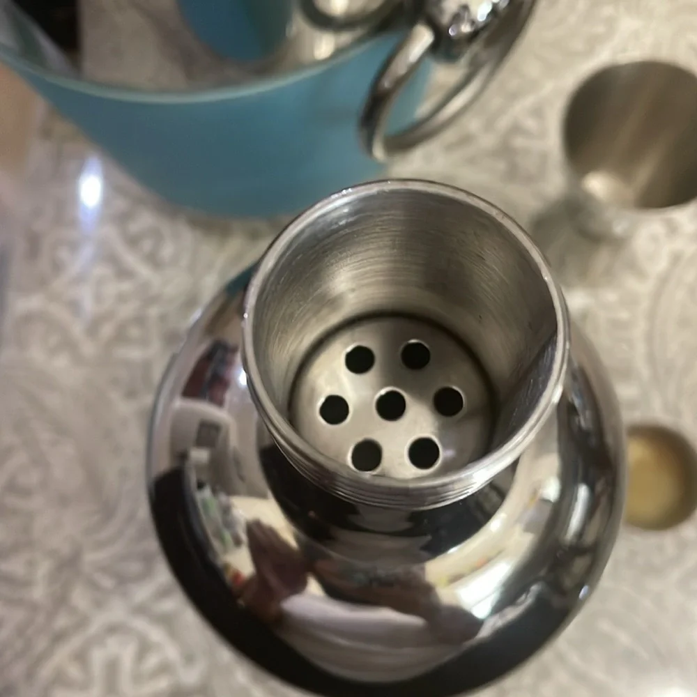 Vintage Pier 1 Imports 18/8 Stainless Steel Bar ice bucket, Shaker,double jigger